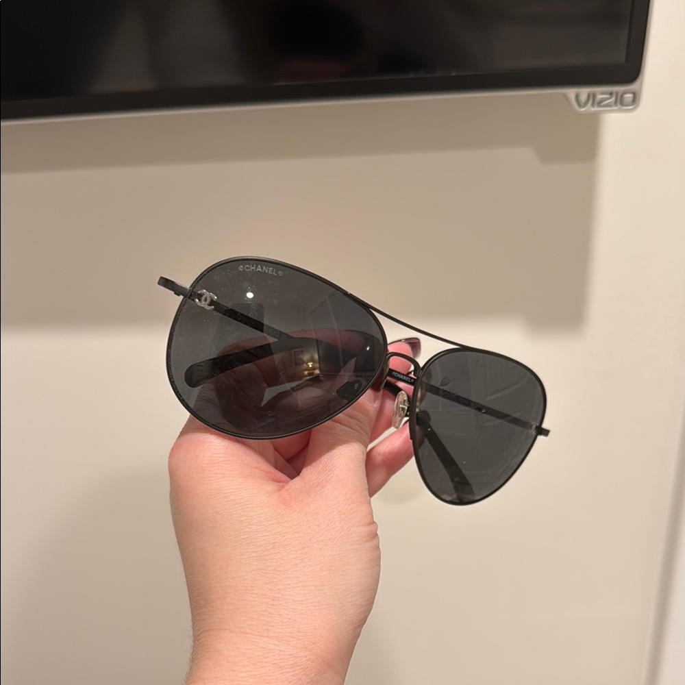 Chanel Black Aviator Sunglasses